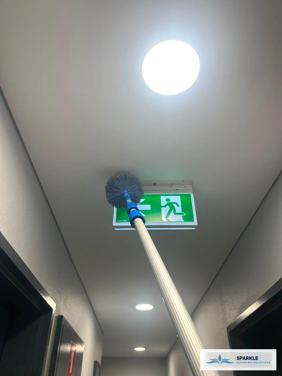 High level commercial facility dusting